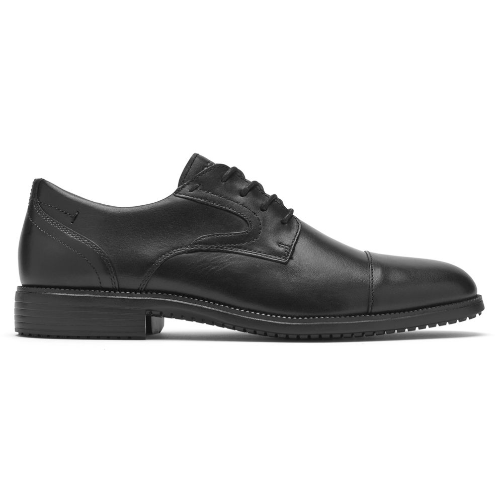 Sapatos Oxford Homem Rockport Total Motion Dressport Cap Toe Pretas,Portugal RHZYV-1259